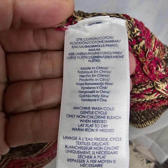 Chaps Pink Green Southwestern Cardigan Boho Open Aztec Western 1X - Picture 9 of 10